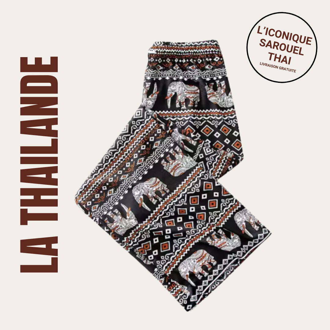 Pantalon traditionnel Thaïlandais à motifs éléphants